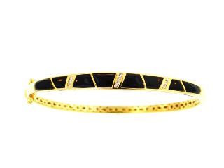 18KY Black Coral Bangle with Diamonds