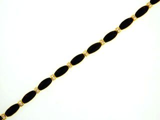 Ladies Jewelry 18KY Black Coral Bracelet with Diamonds 18KY Black Coral Bracelet with Diamonds