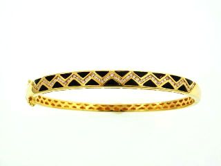 Ladies Jewelry 18KY Black Coral Bangle with Diamonds 18KY Black Coral Bangle with Diamonds