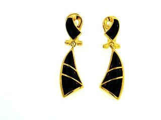 18KY Black Coral Earrings