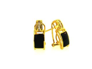 18KY Black Coral Earrings with Diamonds