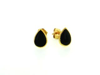 18KY Black Coral Earrings