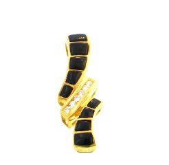 Ladies Jewelry 18KY Black Coral Pendant with Diamonds 18KY Black Coral Pendant with Diamonds