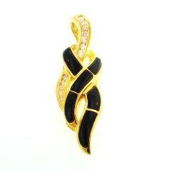 Ladies Jewelry 18KY Black Coral Pendant with Diamonds 18KY Black Coral Pendant with Diamonds