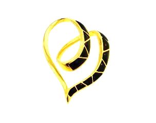 Ladies Jewelry 18KY Black Coral Heart Pendant 18KY Black Coral Heart Pendant
