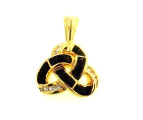 Ladies Jewelry 18KY Black Coral Pendant with Diamonds 18KY Black Coral Pendant with Diamonds