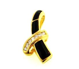 Ladies Jewelry 18KY Black Coral Pendant with Diamonds 18KY Black Coral Pendant with Diamonds