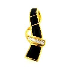 Ladies Jewelry 18KY Black Coral Pendant with Diamonds 18KY Black Coral Pendant with Diamonds