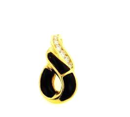 Ladies Jewelry 18KY Black Coral Pendant with Diamonds 18KY Black Coral Pendant with Diamonds