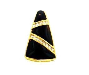 18KY Black Coral Pendant with Diamonds