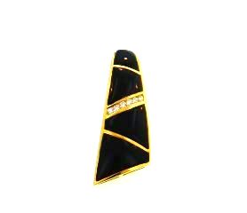 18KY Black Coral Pendant with Diamonds