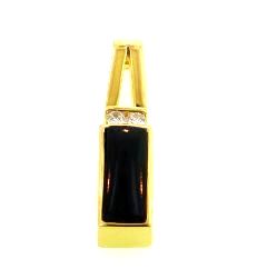 18KY Black Coral Pendant with Diamonds