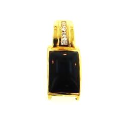 18KY Black Coral Pendant with Diamonds