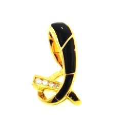 18KY Black Coral Pendant with Diamonds