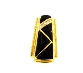 18KY Black Coral Pendant with Diamonds