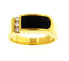 18KY Black Coral Ring with Diamonds