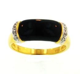 18KY Black Coral Ring with Diamonds