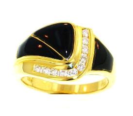 Ladies Jewelry 18KY Black Coral Ring with Diamonds 18KY Black Coral Ring with Diamonds