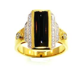Ladies Jewelry 18KY Black Coral Ring with Diamonds 18KY Black Coral Ring with Diamonds