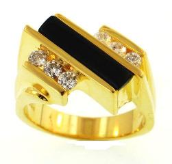 Ladies Jewelry 18KY Black Coral Ring with Diamonds 18KY Black Coral Ring with Diamonds