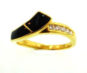 Ladies Jewelry 18KY Black Coral Ring with Diamonds 18KY Black Coral Ring with Diamonds