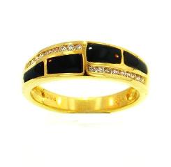 Ladies Jewelry 18KY Black Coral Ring with Diamonds 18KY Black Coral Ring with Diamonds