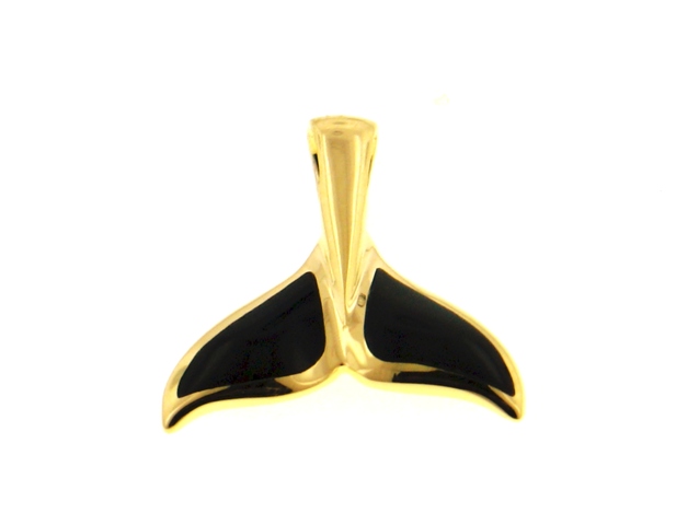 Ladies Jewelry 14KY Black Coral Whaletail Pendant 14KY Black Coral Whaletail Pendant