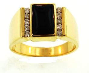 18KY Black Coral Ring with Diamonds