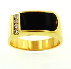 18KY Black Coral Ring with Diamonds