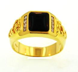18KY Black Coral Ring with Diamonds