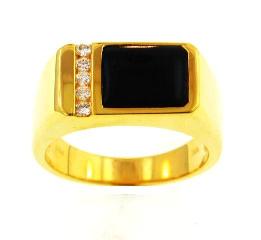 18KY Black Coral Ring with Diamonds