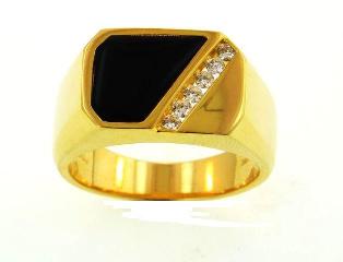 Mens Jewelry 18KY Black Coral Ring with Diamonds 18KY Black Coral Ring with Diamonds