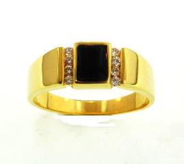Mens Jewelry 18KY Black Coral Ring with Diamonds 18KY Black Coral Ring with Diamonds