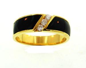 Mens Jewelry 18KY Black Coral Ring with Diamonds 18KY Black Coral Ring with Diamonds