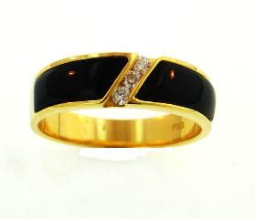 Mens Jewelry 18KY Black Coral Ring with Diamonds 18KY Black Coral Ring with Diamonds
