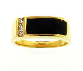 18KY Black Coral Ring with Diamonds