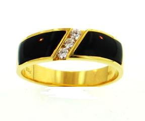 Mens Jewelry 18KY Black Coral Ring with Diamonds 18KY Black Coral Ring with Diamonds