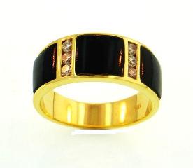 Mens Jewelry 18KY Black Coral Ring with Diamonds 18KY Black Coral Ring with Diamonds