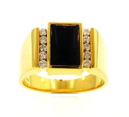 Mens Jewelry 18KY Black Coral Ring with Diamonds 18KY Black Coral Ring with Diamonds