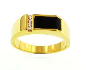 Mens Jewelry 18KY Black Coral Ring with Diamonds 18KY Black Coral Ring with Diamonds